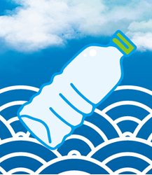 プラスチックを再利用したのれん